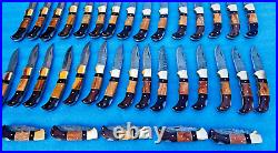 LOT of 50 PCS Damascus handmade Back Lock Folding pocket Hunting knife Pouch