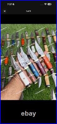 LOT of 60 Pcs Damascus Steel Hunting Folding knife, 6 Inch Mix, 6 Inch Stag