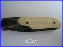LOYD McCONNELL MODEL A FOLDING KNIFE with a DAMASCUS BLADE New Old Stock