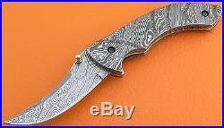 Large Full Damascus Steel Handle Persian Style Folding Knife Liner Lock FS298Z-1