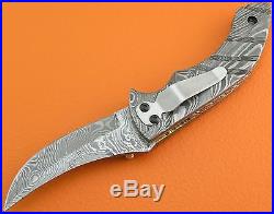 Large Full Damascus Steel Handle Persian Style Folding Knife Liner Lock FS298Z-1