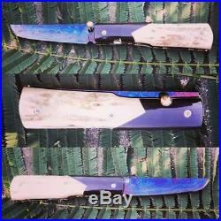 Lek Bovi Custom Folding Knife Damascus steel Buffalo horn antler Deer Arts Craft