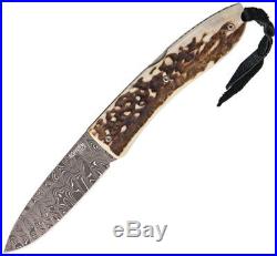 Lion Steel Folding Pocket Knife New Opera Damascus Stag 8800D-CE