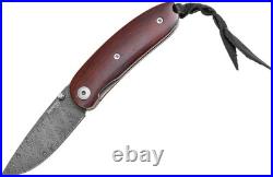 LionSTEEL Mini Linerlock Santos Wood Folding Damascus Steel Pocket Knife 8210DST
