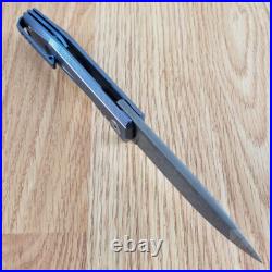 LionSTEEL Myto Folding Knife 3.25 Damascus Steel Blade Blue Titanium Handle