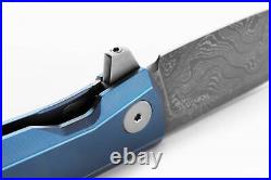 LionSteel Knives Myto Frame Lock MT01D BL Damascus/Blue 6AI4V Titanium