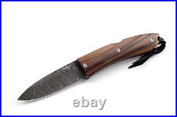 LionSteel Knives Opera Lockback 8800D ST Damascus Steel Santos Wood