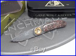 Lone Wolf Knives Paul Pocket Folding Knife Leopard Stone Damascus Pre-Benchmade