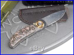 Lone Wolf Knives Paul Pocket Folding Knife Leopard Stone Damascus Pre-Benchmade