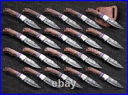 Lot OF 20 PCS Damascus Folding Knife Set, EDC Pocket Knives, Camping Knives