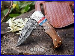 Lot OF 20 PCS Damascus Folding Knife Set, EDC Pocket Knives, Camping Knives
