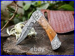 Lot OF 9 PCS Damascus Handmade Back Lock Folding Knife, Sharp & Stylish Pockets