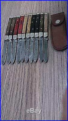 Lot Of 10 Custom Hand Made Damascus Folding Doctor, Toothpick Knives, Jack 201