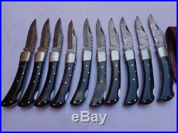 Lot Of 10 Custom Hand Made Damascus Folding Pocket Knives, Jack 2012