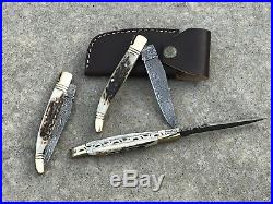 Lot Of (12) Hande Made Damascus Laguiole Folding Knives For Retailers