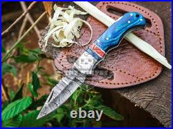 Lot Of 20 Damascus Back Lock Folding Knives, Damascus Camping & Hunting Knives