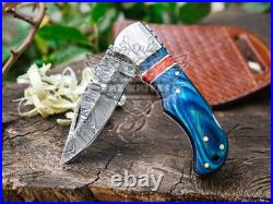 Lot Of 20 Damascus Back Lock Folding Knives, Damascus Camping & Hunting Knives