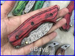 Lot Of (20) Damascus Hande Made Liner Lock Folding Knife For Retailers