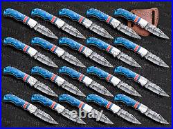Lot Of 20 PCS Damascus Steel Knives, Camping & Hunting Knives, Best For Hunting