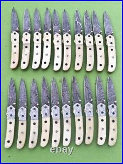 Lot Of 20 Pcs Beautiful Hand Engrave Damascus Steel Pocket/folding Knife