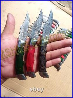 Lot Of 25 6.5 Inch Custom Damascus Steel Pocket Folding Knife W\sheath Nb