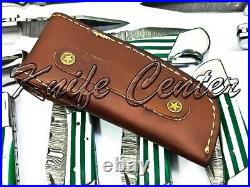 Lot Of 25 6.75 Inch Custom Damascus Steel Pocket Folding Knife W\sheath Green