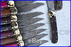 (Lot Of 25) DAMASCUS HANDMADE CUSTOM AUTOMATIC FOLDING KNIVES MIX MATERIAL