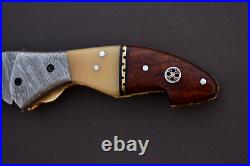 Lot Of 3 Custom Hand Forged Damascus Steel Blade Pocket Folding Knife Liner Lock