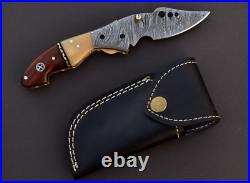 Lot Of 3 Custom Hand Forged Damascus Steel Blade Pocket Folding Knife Liner Lock