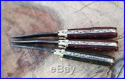 Lot Of 3 Pieces Damascus steel Handmade automatic switch folding knives