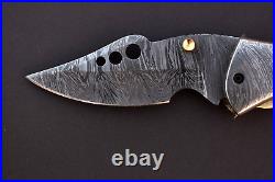 Lot Of 5 Custom Hand Forged Damascus Steel Blade Pocket Folding Knife Liner Lock