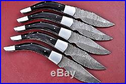 Lot Of 5 Handmade Damascus Folding Knife With Horne Handle W. 2454