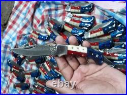 Lot Of 50 Hand Forged Damascus Steel Folding Pocket Knife With Wood Handle