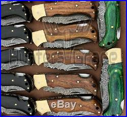 Lot Of 50 Hgk Damascus Custom Hand Made Lock Back Pocket Folding Knife