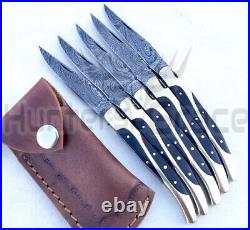Lot Of 5hgk Damascus Custom Hand Made Hunting Pocket Folding Knife Small Guy