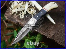 Lot Of 9 Hand Forged Damascus Back Lock Pocket Knives With Sheaths, Razor Sharp