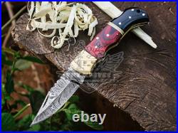 Lot Of 9 Hand Forged Damascus Back Lock Pocket Knives With Sheaths, Razor Sharp