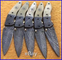 Lot of (20) Damascus Hande Made Liner Lock Pocket Folding Knife for Retailers
