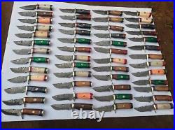 Lot of 20 HANDMADE DAMASCUS STEEL 6 INCHES SKINNER HUNTING KNIVES with sheath