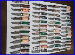 Lot of 20 HANDMADE DAMASCUS STEEL 6 INCHES SKINNER HUNTING KNIVES with sheath US