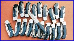 Lot of 20 PCS Damascus handmade Back Lock Folding Pocket knife camping Hunting