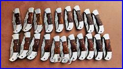 Lot of 20 PCS Damascus handmade Back Lock Folding Pocket knife camping Hunting