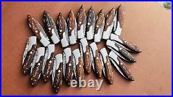 Lot of 20 PCS Damascus handmade Back Lock Folding Pocket knife camping Hunting