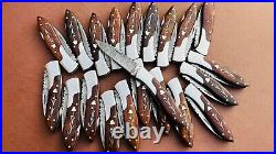 Lot of 20 PCS Damascus handmade Back Lock Folding Pocket knife camping Hunting