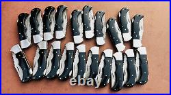 Lot of 20 PCS Damascus handmade Back Lock Folding Pocket knife camping Hunting