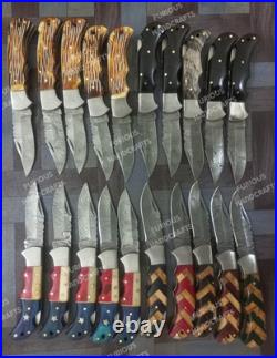 Lot of 20 PCS Handmade Damascus Steel Back Lock Folding Pocket knife with pouch