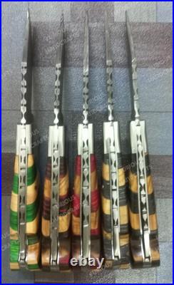 Lot of 20 PCS Handmade Damascus Steel Back Lock Folding Pocket knife with pouch