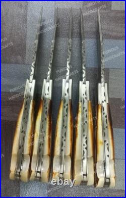 Lot of 20 PCS Handmade Damascus Steel Back Lock Folding Pocket knife with pouch