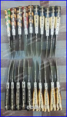 Lot of 20 PCS Handmade Damascus Steel Back Lock Folding Pocket knife with pouch Lot of 20 PCS Handmade Damascus Steel Back Lock Folding Pocket knife with pouch