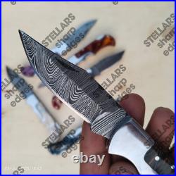 Lot of 20 custom handmade Damascus steel folding pocket knives